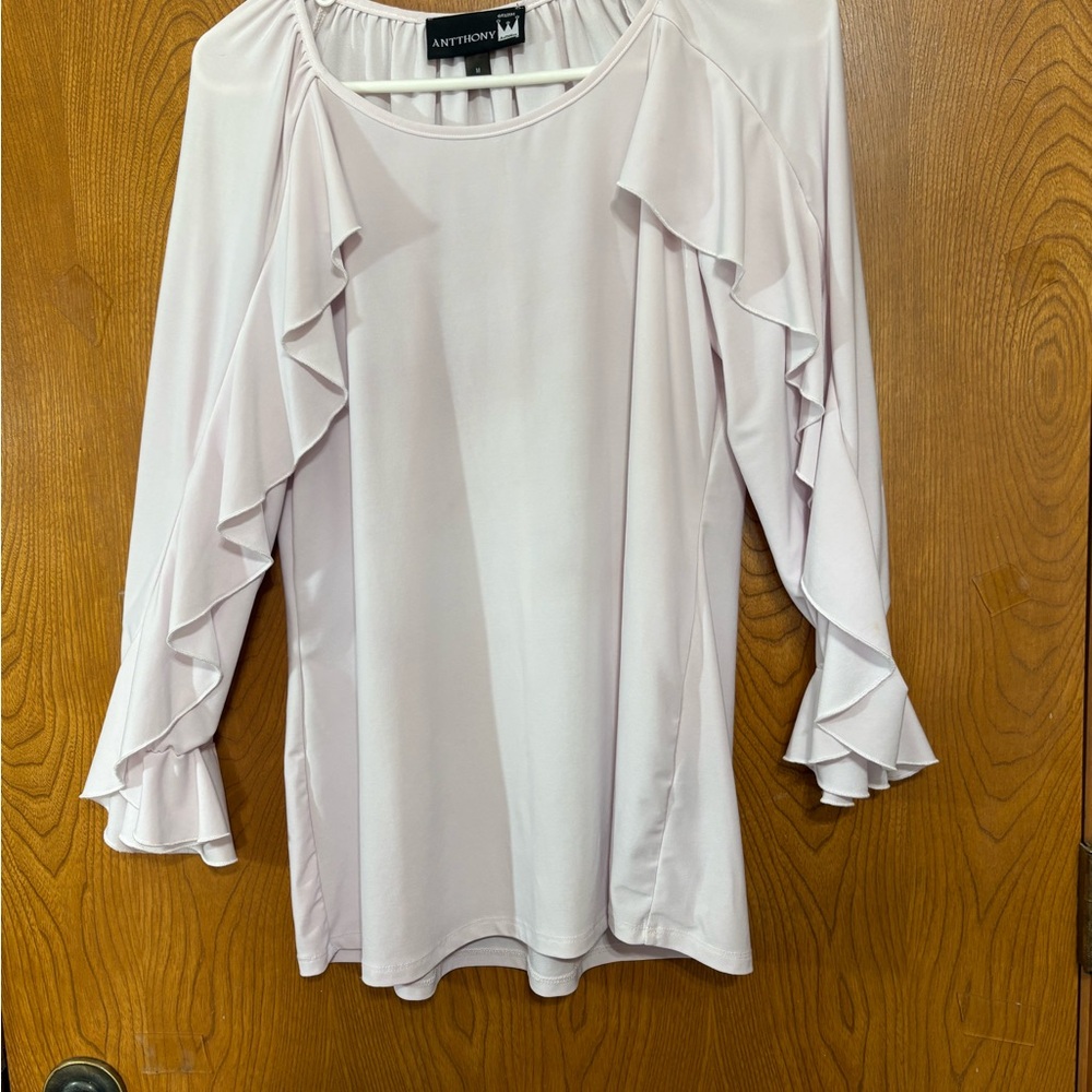 Antthony Women's Elegant Ruffled Blouse - Blush Pink